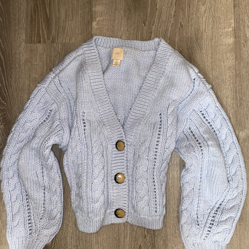 H&M Soft Blue Cable Knit Cardigan